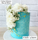 Stencilled Floral Cake (7 days minimum notice)