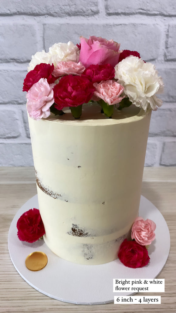 Semi-Naked Floral Cake (7 days minimum notice)